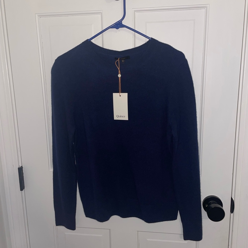 Navy Blue Crew Neck Knit Sweater